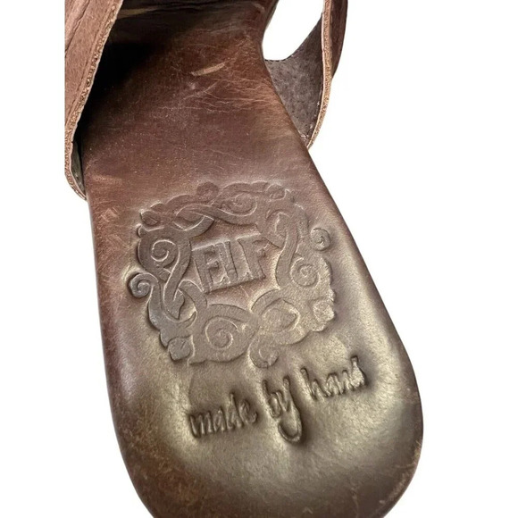 ELF Handmade Leather Sandals 9 Brown 3 Strap Boho Strappy Bali Granola Girl - Picture 7 of 11